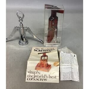 Set Of 2 - Vtg ScrewPull Corkscrew Wine Bottle Opener & Another Bottle Opener